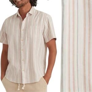 Marine Layer NWT Hemp Tencel Warm Multi Button Down Stripe Shirt Size Small